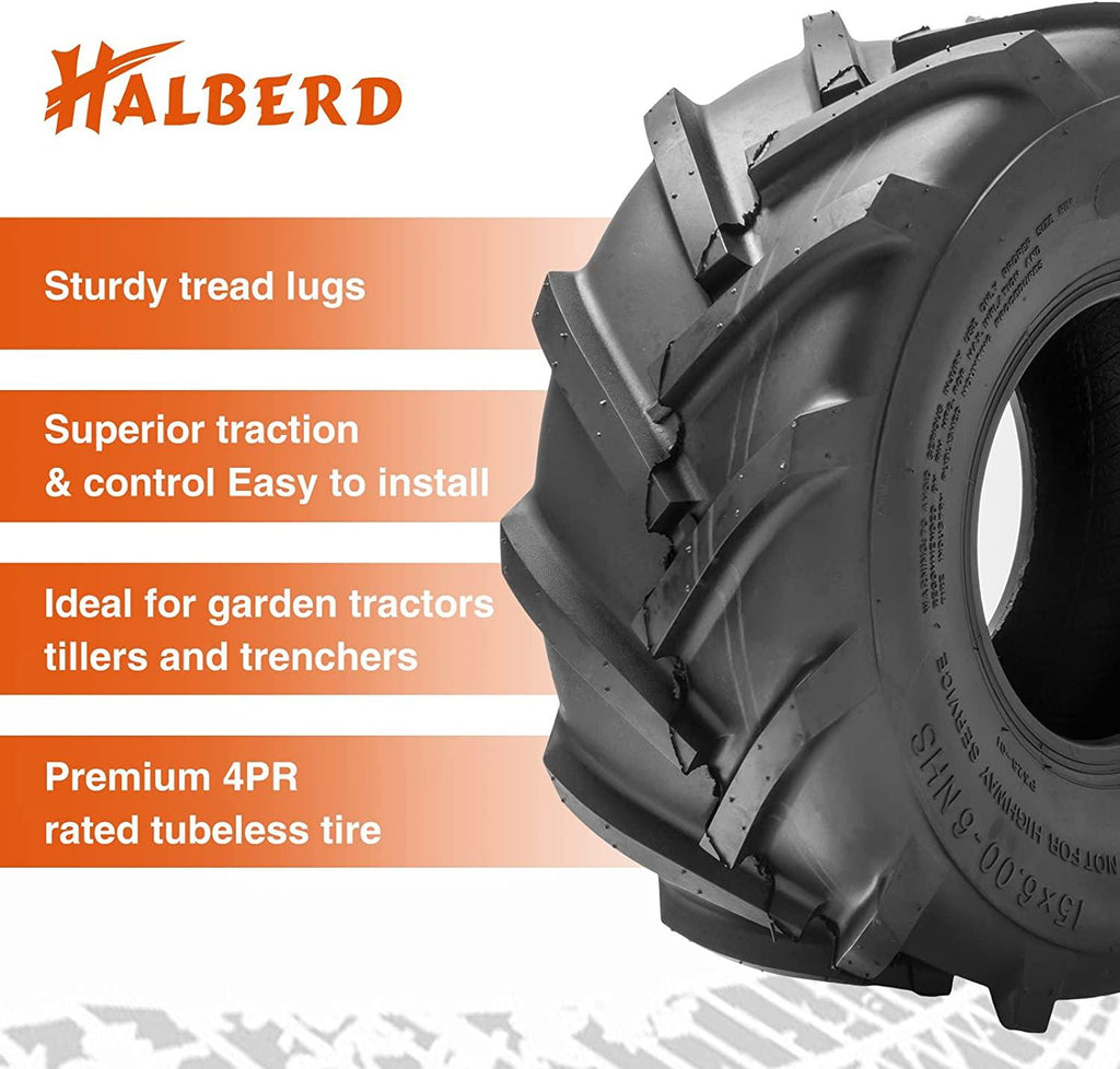 HALBERD Set of 2 20x10.00-8 Lawn Mower Tires 4PR Tractor Tires Great Traction for Garden Tractors Riding Mower Golf Cart Excavators