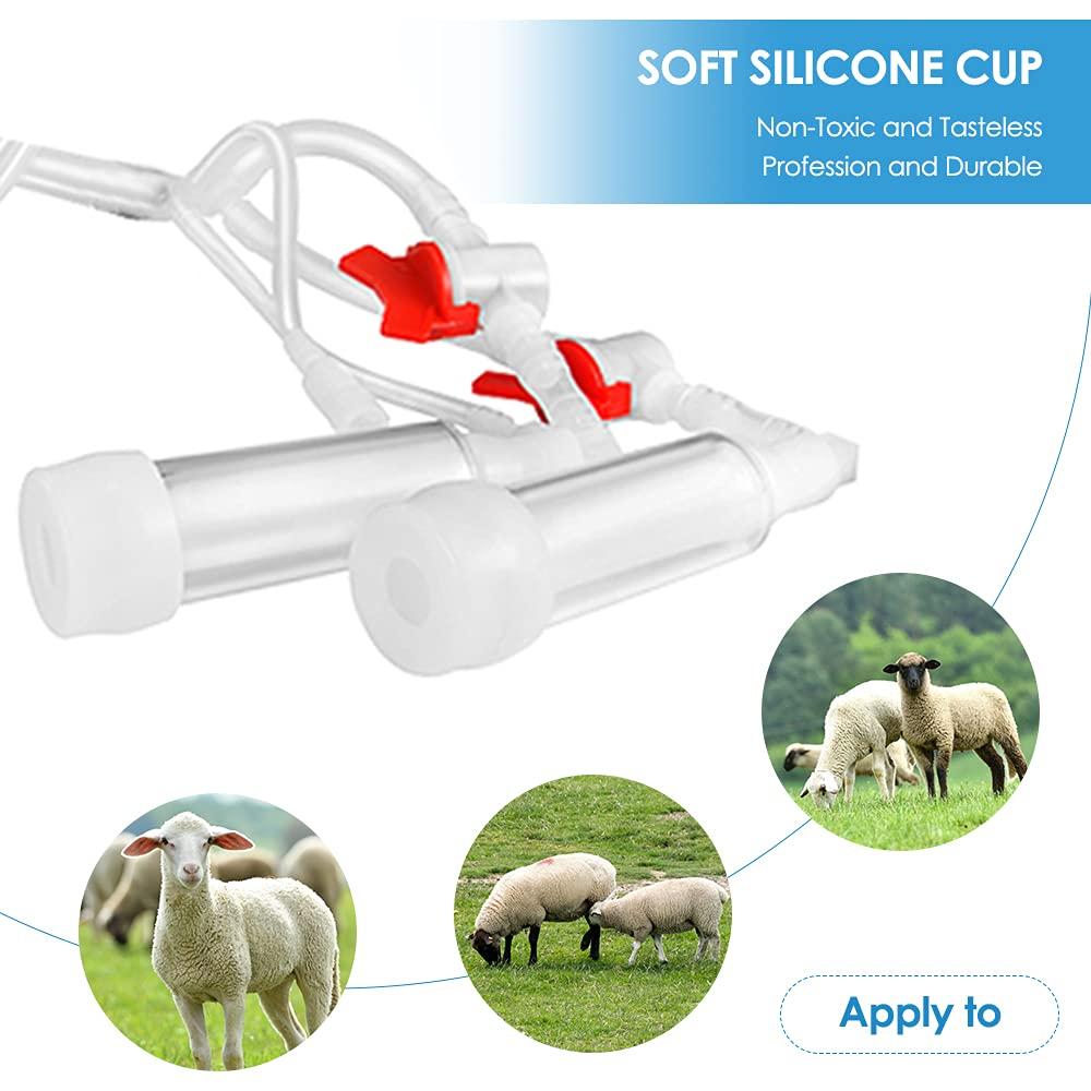 Goat MilMachine Goat Milker Electric MilMachine with 2 Teat Cups Pulsation Vacuum Pump  Steel Bucket 7L for Goat