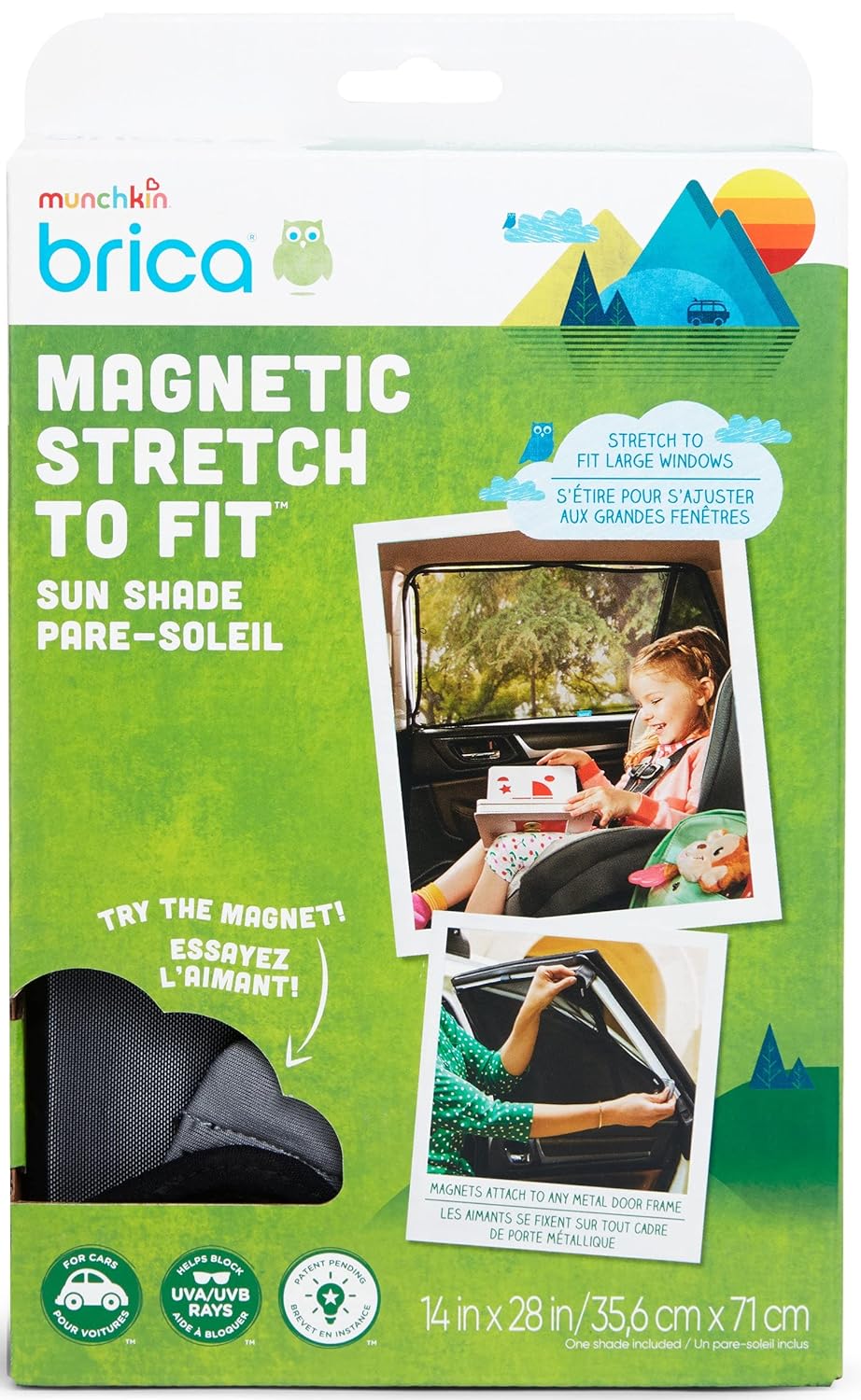 MunchkinBricaMagnetic Stretch to FitSun Shade, Black, 1 Pack