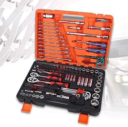 KANJJ-YU Screwdriver General Household Car AUTO Repair Tool Kit with Plastic Toolbox StoraCase Socket Ratchet Wrench Screwdriver Hand Tool Set (Color : 121pcs Economic Set)
