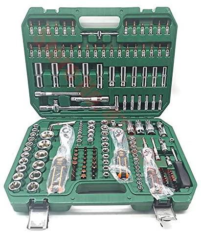 KANJJ-YU Screwdriver General Household Car AUTO Repair Tool Kit with Plastic Toolbox StoraCase Socket Ratchet Wrench Screwdriver Hand Tool Set (Color : 121pcs Economic Set)