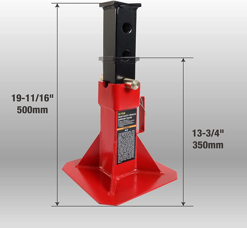 BIG RED ATZ220005R Torin Heavy Duty Pin Type Professional Car Jack Stand with Lock, 22 Ton (44,000 lb) Capacity, Red, 1 Pair