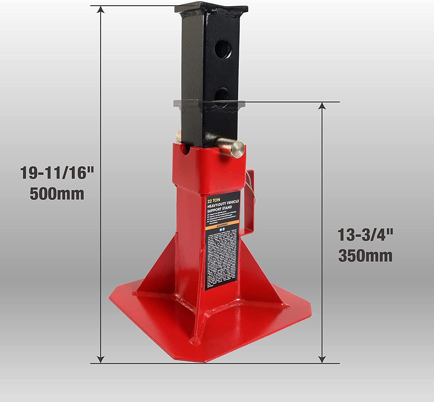 BIG RED ATZ220005R Torin Heavy Duty Pin Type Professional Car Jack Stand with Lock, 22 Ton (44,000 lb) Capacity, Red, 1 Pair