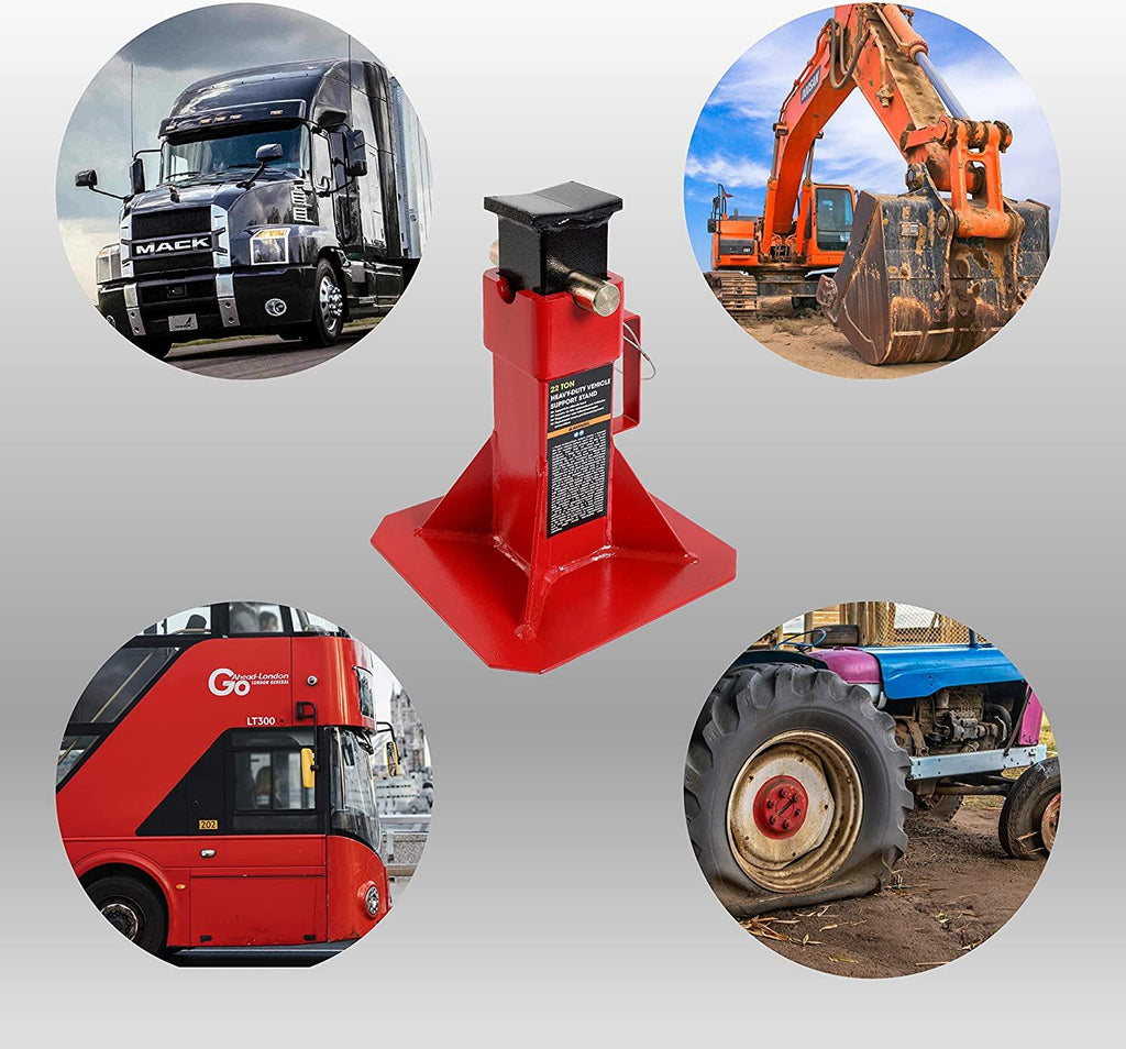 BIG RED ATZ220005R Torin Heavy Duty Pin Type Professional Car Jack Stand with Lock, 22 Ton (44,000 lb) Capacity, Red, 1 Pair