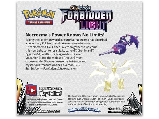 pokemon tcg: sun &amp; moon forbidden light booster sealed box | collectible trading card set | 36 booster packs | over 130 cards + 5 prism star cards, 8 pokemongx cards, 6 ultra beasts, 15 trainer cards