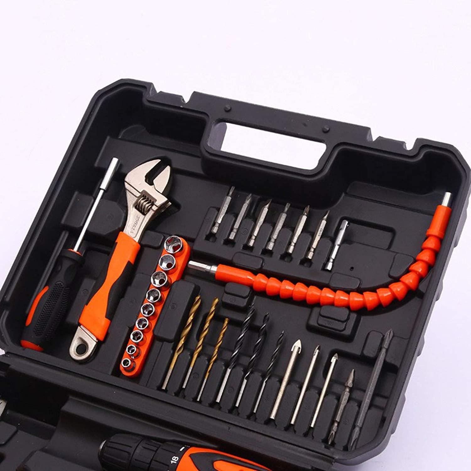 QSZX Screwdriver Tool Electric Screwdriver, Lithium Battery Drill Hardware Toolbox, Hand Tool Set, Lithium Battery Hand Drill (Color : Green)