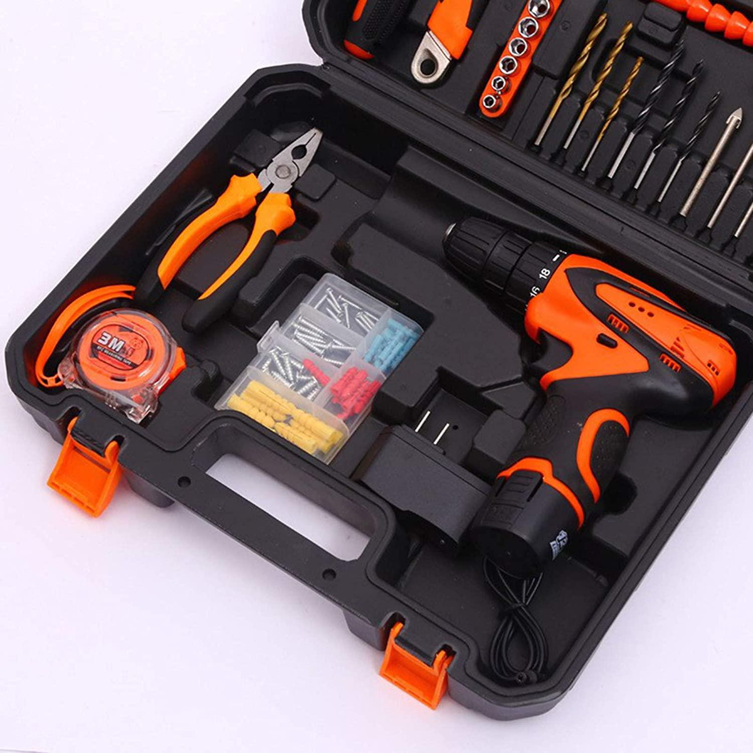 QSZX Screwdriver Tool Electric Screwdriver, Lithium Battery Drill Hardware Toolbox, Hand Tool Set, Lithium Battery Hand Drill (Color : Green)