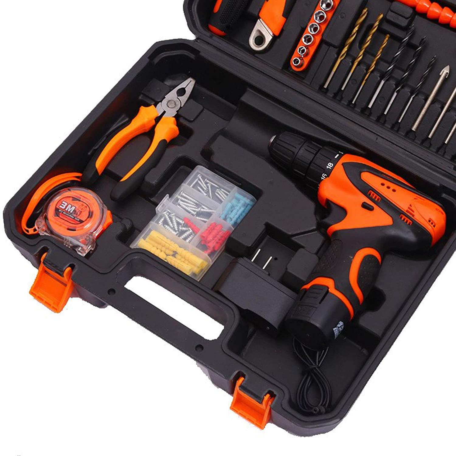 QSZX Screwdriver Tool Electric Screwdriver, Lithium Battery Drill Hardware Toolbox, Hand Tool Set, Lithium Battery Hand Drill (Color : Green)