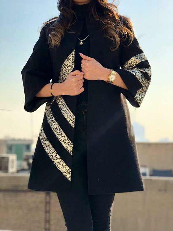 Ladies Elegant Twill Bronzing Cardigan Coat