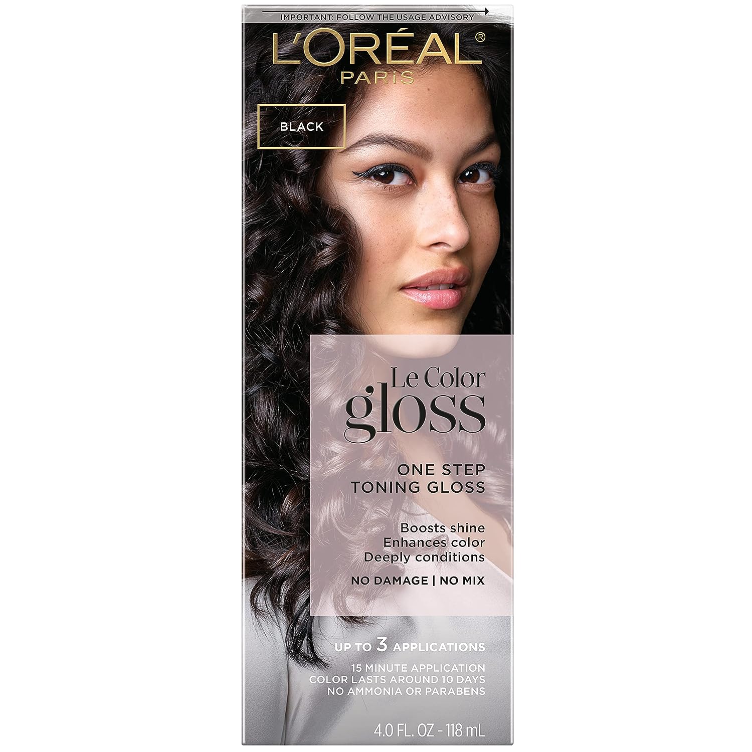 L’Oréal Paris Le Color One Step Toning Hair Gloss, Black Noir, 4 Ounce