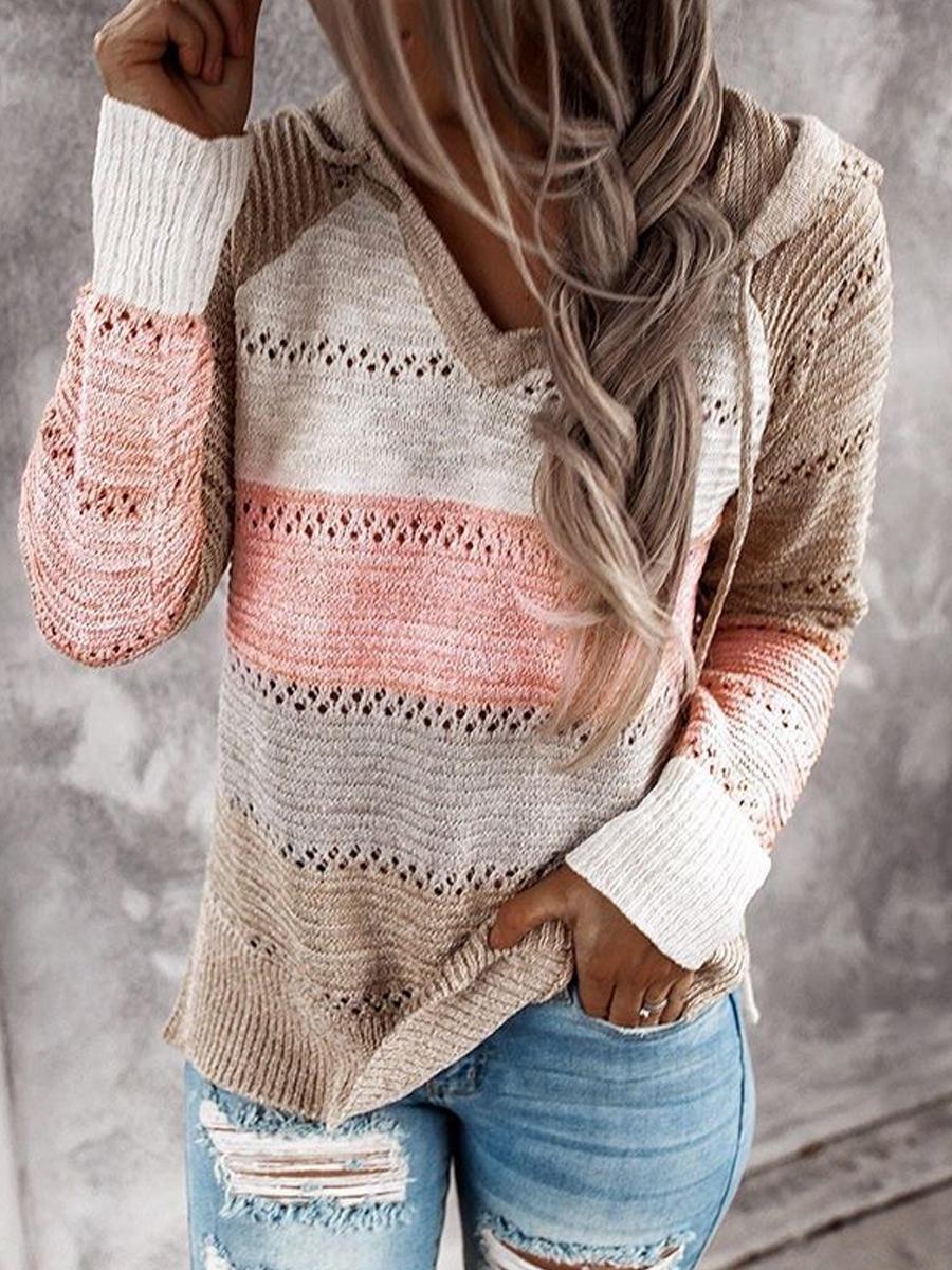 Casual Striped Hooded Sweater