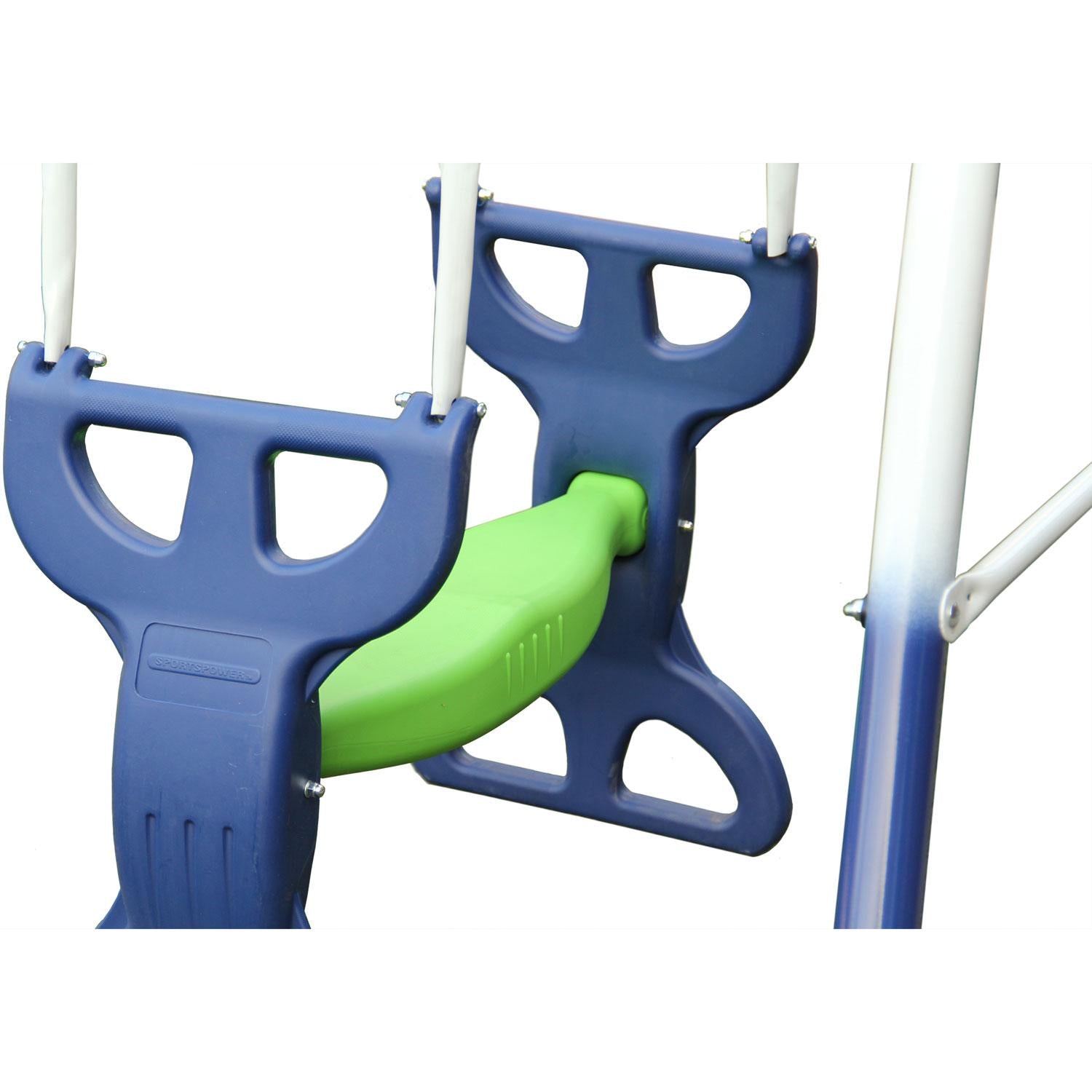 Sportspower Outdoor Rosemead Metal Swing Set with Roman Glider, Saucer, and 6ft Heavy Duty Slide