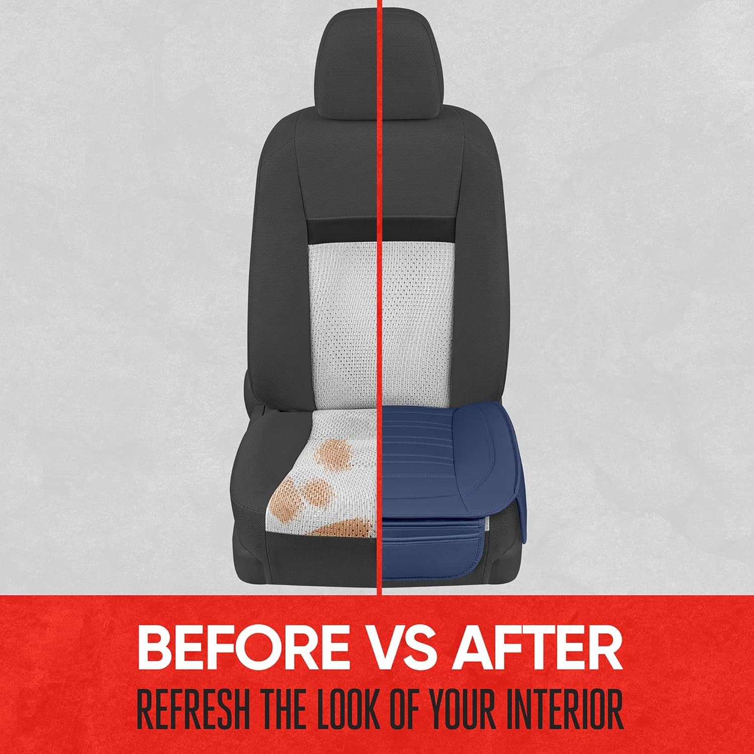 Motor Trend Seat Covers for Cars Trucks SUV, Faux Leather 2-Pack Blue Padded Car Seat Covers with Storage Pockets, Premium Interior Car Seat Cover
