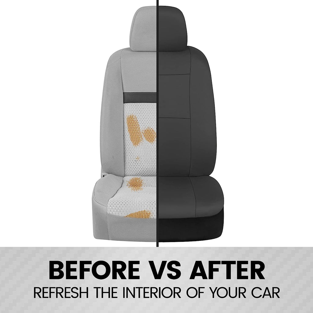 BDK PolyPro Car Seat Covers Full Set in Solid Charcoal – Front and Rear Split Bench Seat Covers for Cars, Easy to Install, Accessories for Auto Trucks Van SUV