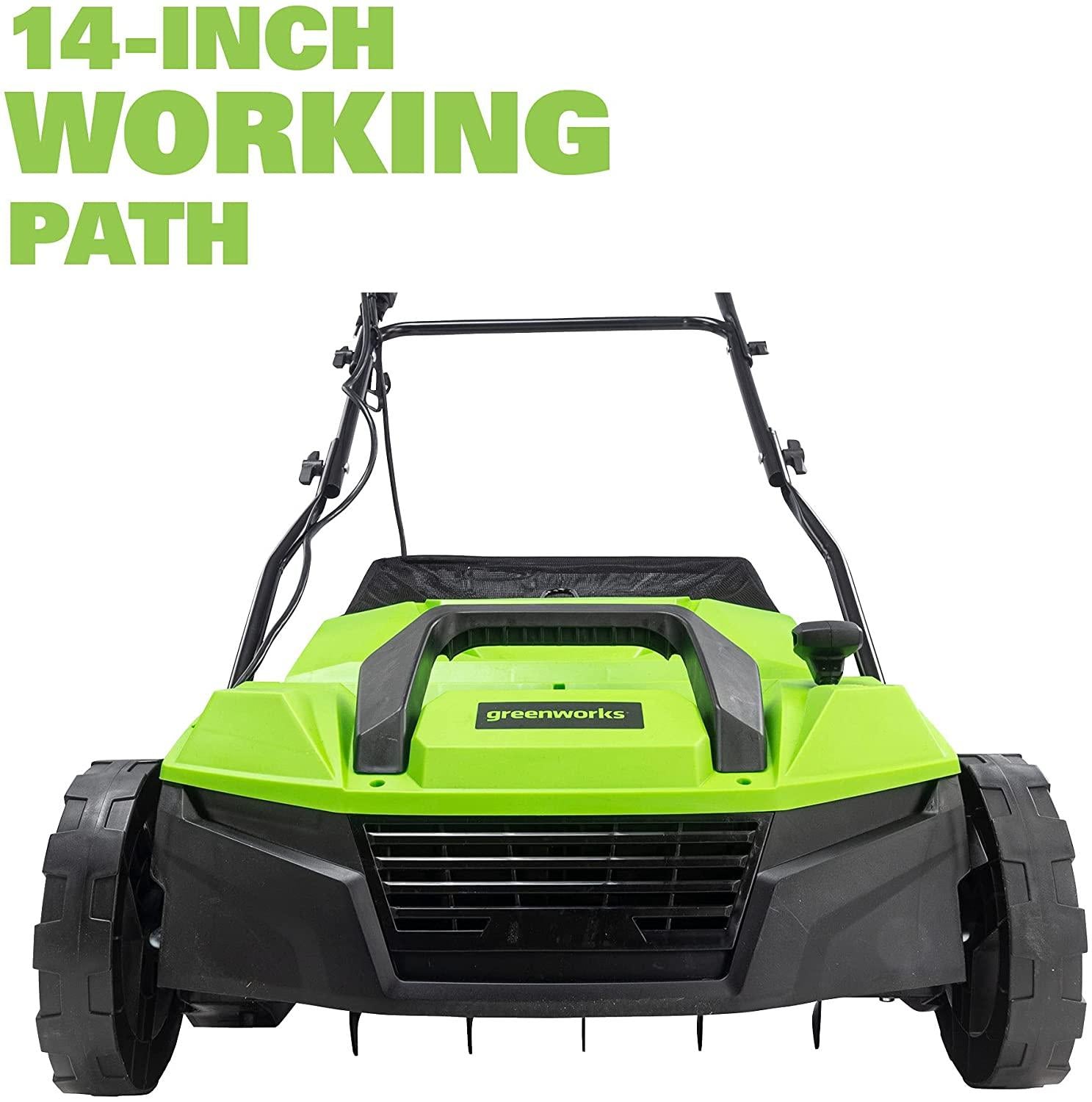 Greenworks 13 Amp 14-Inch Corded Dethatcher / Scarifier, DT13B00