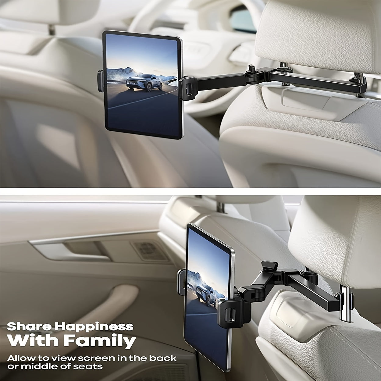Car Tablet Holder, Headrest Tablet Mount Headrest Stand Cradle Compatible With Devices For IPad Air Mini, Other 4.7-12.9" Cell Phones And Tablets