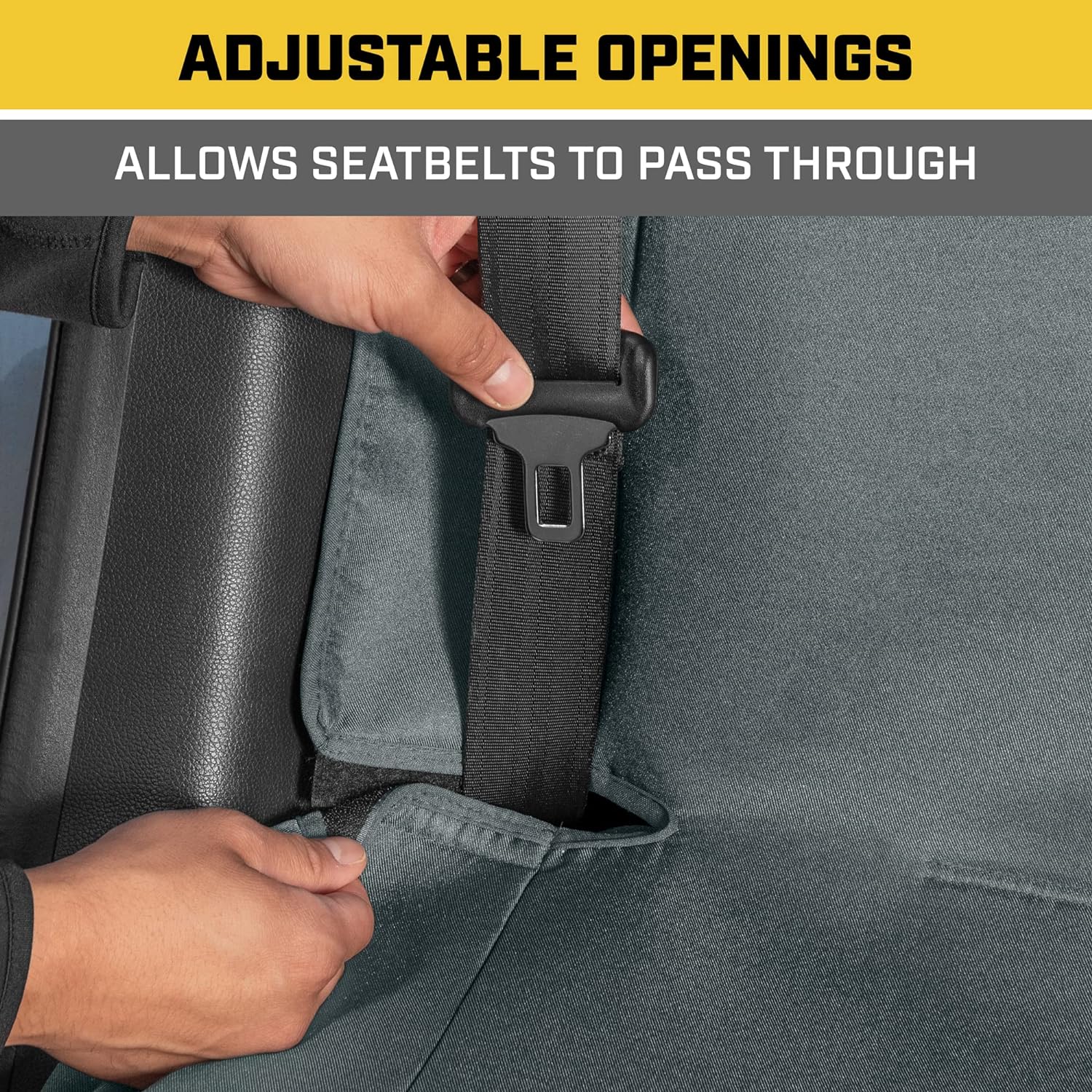 CatFlexfit Back Seat Cover for Cars Trucks SUV, Zipper Split Rear Bench Protector with Durable Canvas Material, Interior Cover in Gray