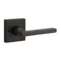 Reserve Square Satin Black Bed/Bath Door Lever with Contemporary Square Rose
