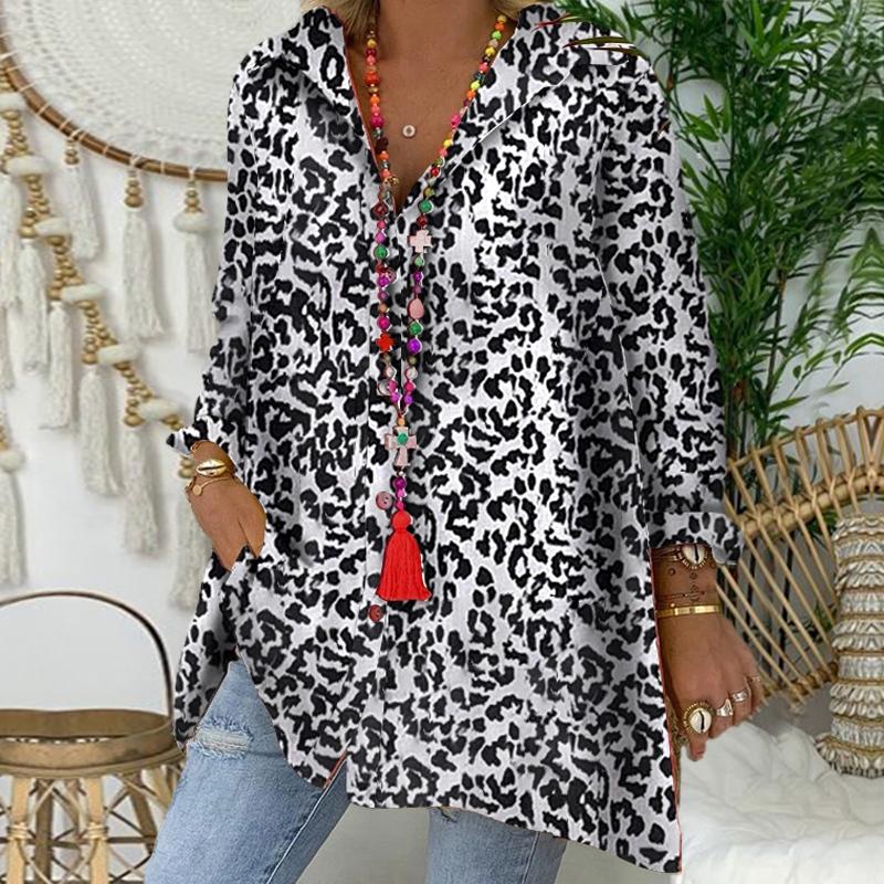 Casual Long Sleeve Leopard Printed Shirt