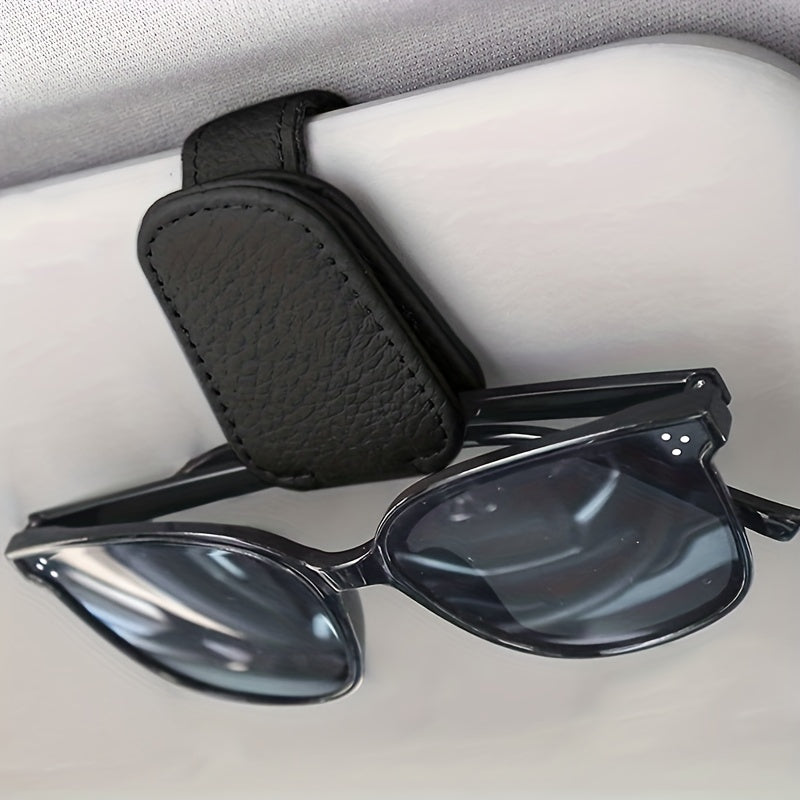 1pc Magnetic PU Leather Car Visor Sunglasses Holder, Sunglasses Holders For Car, Sunglasses Clip For Car Visor, Car Interior Visor Accessories