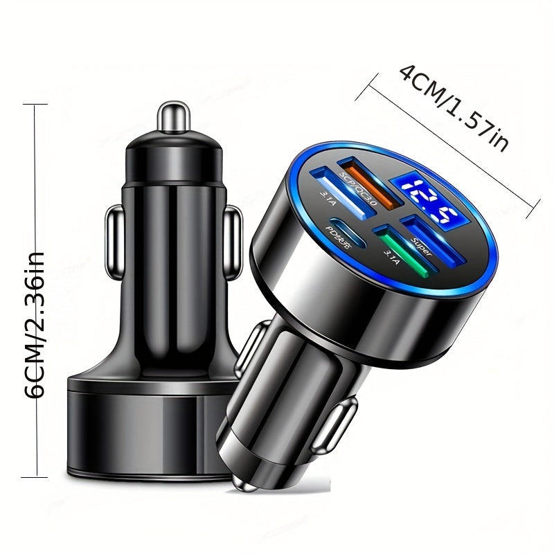 PD + QC 3.0 Fast Charging Car Phone Charger Adapter 4 Ports Usb Car Charger Type C PD  Char3.0 Car Charger