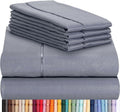 LuxClub 6 PC Sheet Set w/ 18 inch Deep Pockets - Eco Friendly, Wrinkle Free, Hypoallergentic, Fade Resistant, Silky, Stronger &amp; Softer Than Cotton -Silver California King