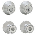 Tylo Satin Chrome Exterior Entry Door Knob and Single Cylinder Deadbolt Project Pack
