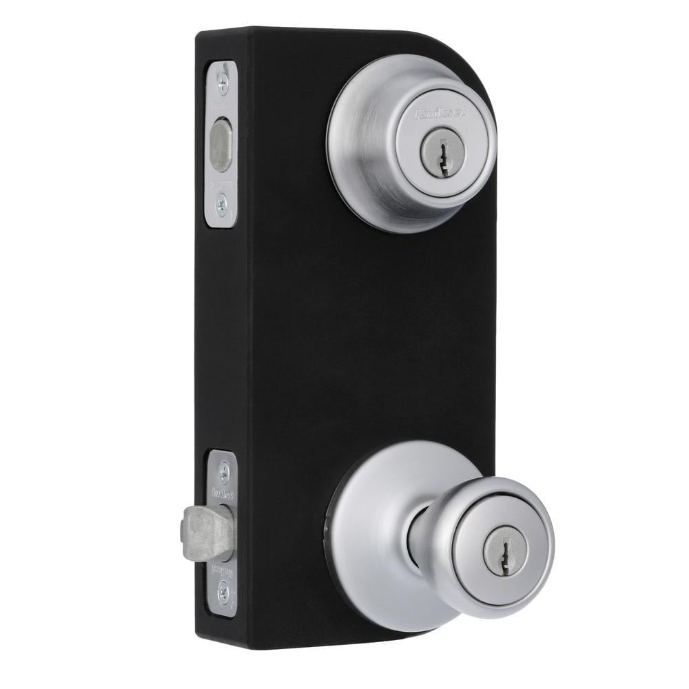 Tylo Satin Chrome Exterior Entry Door Knob and Single Cylinder Deadbolt Project Pack