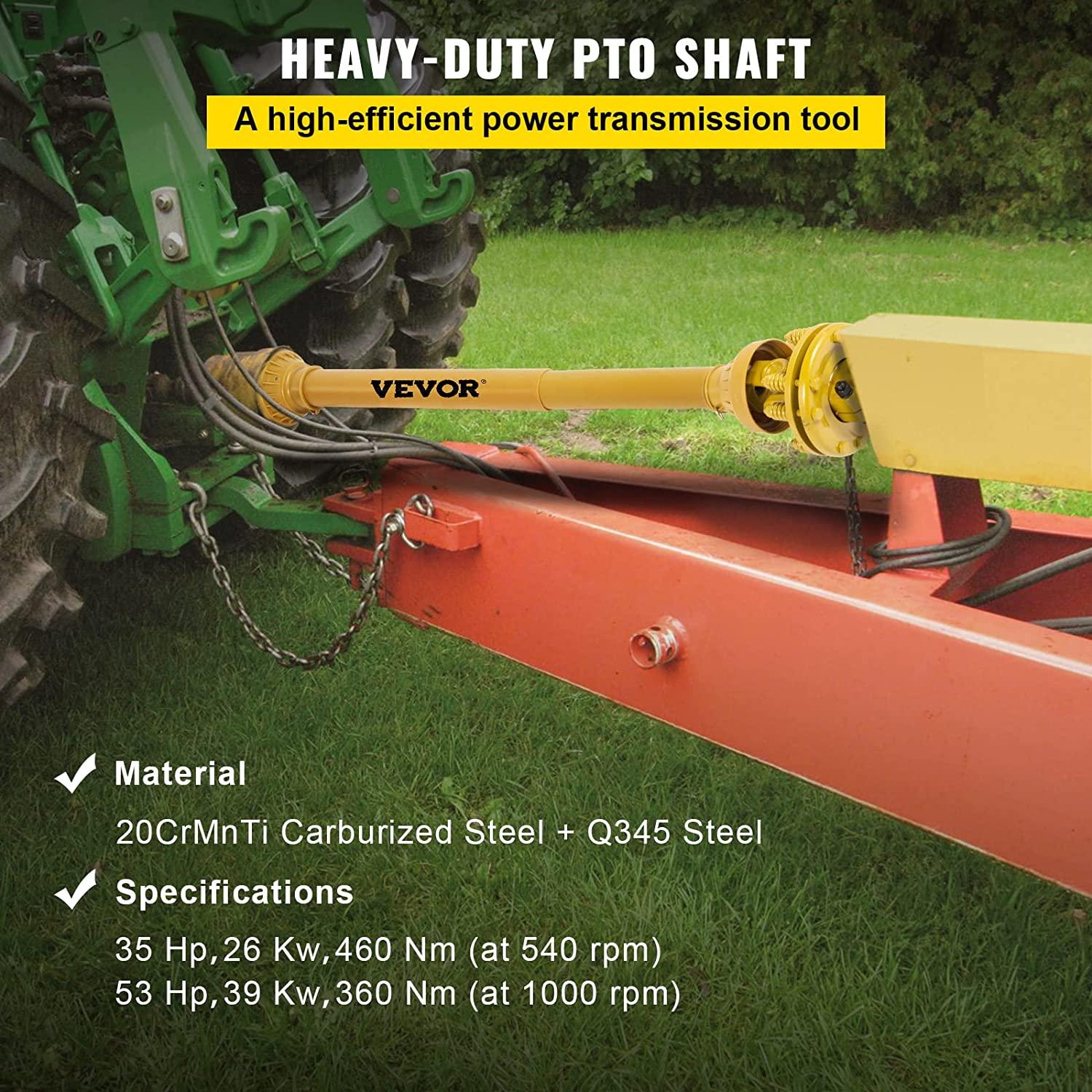 PTO Shaft, 1-3/8" PTO Drive Shaft, 6 Spline Both Ends PTO Driveline Shaft, Series 4 Tractor PTO Shaft, 31.5"-41" Brush Hog PTO Shaft, Yellow PTO Shaft w/Slip Clutch for Bush Hog/Finish Mower