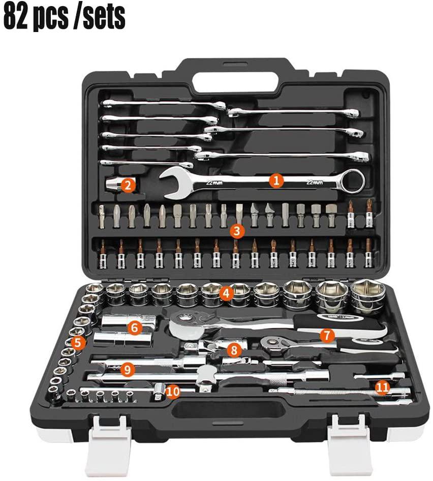 82 pcs Ratchet Torque Wrench key Combination Auto Repair Hand Tools for Car Kit a set of keys spanners
