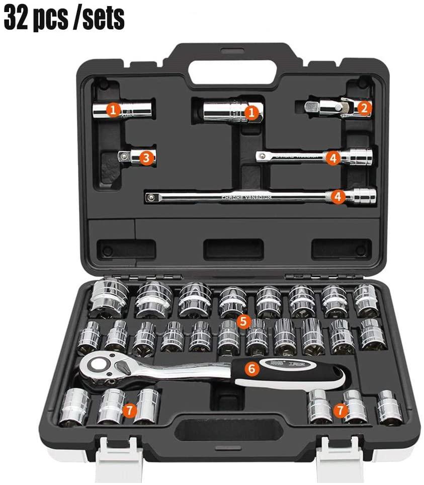 82 pcs Ratchet Torque Wrench key Combination Auto Repair Hand Tools for Car Kit a set of keys spanners