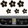 6 Pcs Daisy Air Vent Clips, Cute Flower Air Conditioning Outlet Clip Car Air Fresheners Vent Clips Car Interior Decor Charm Car Decoration Cute Car Accessories for Women Girls + Mask Hook (Black)