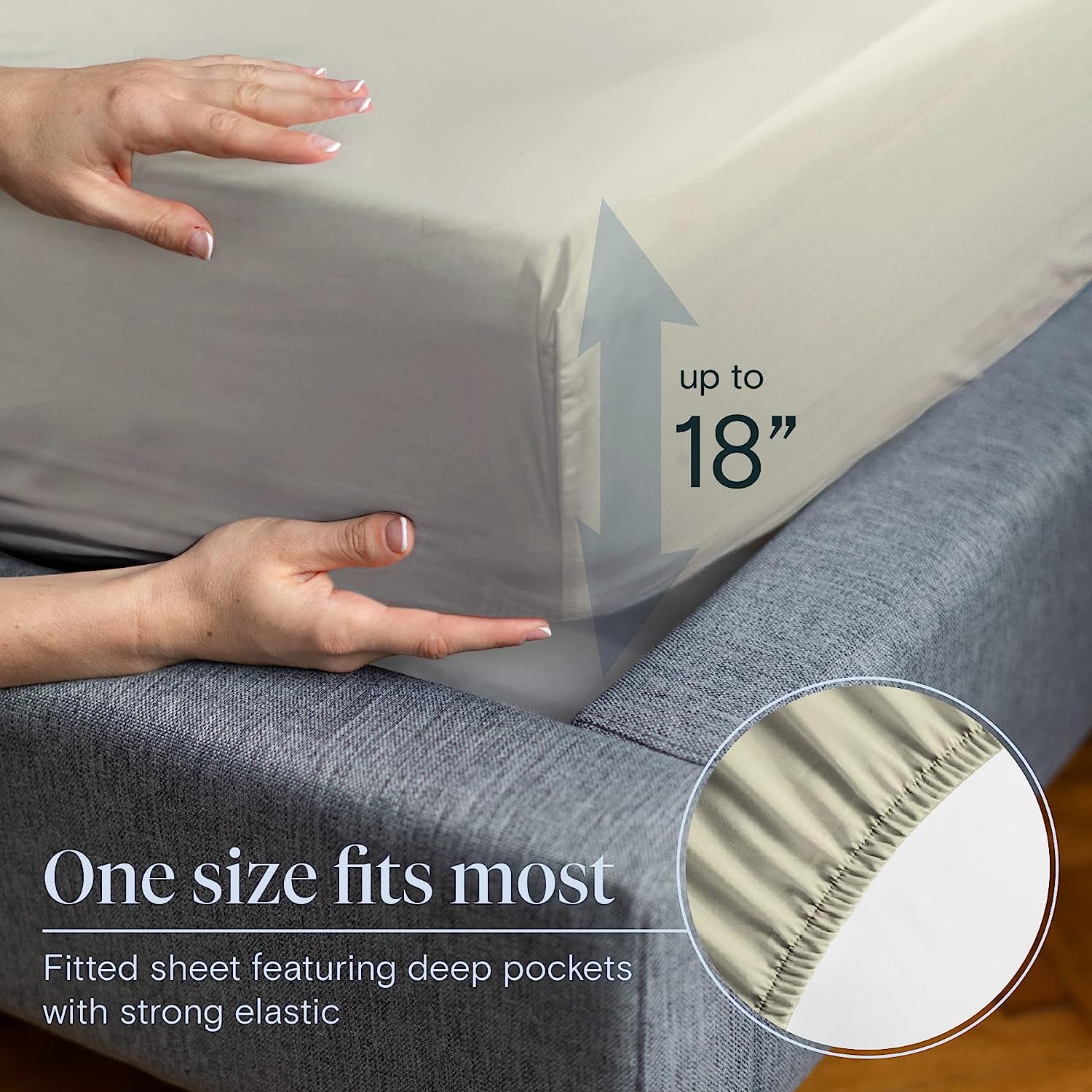 LuxClub 6 PC California King Size Sheet Set Bamboo Sheets Deep Pockets 18" Eco Friendly Wrinkle Free Cooling Sheets Machine Washable Hotel Bedding Silky Soft - Light Taupe California King