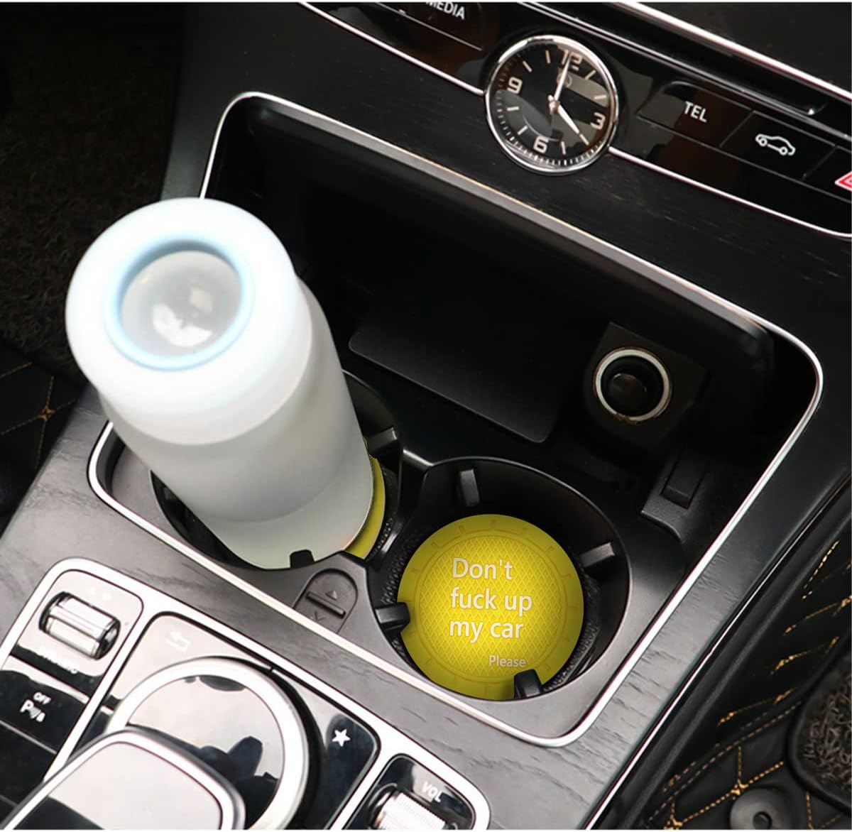 8sanlione Car Cup Coaster, 4Pcs 2.75 Inch Auto Cup Holder Insert Coasters, Non-Slip Waterproof Embedded Drink Mat, Automotive Interior Accessories for Men and Women (D Yellow/4PCS)