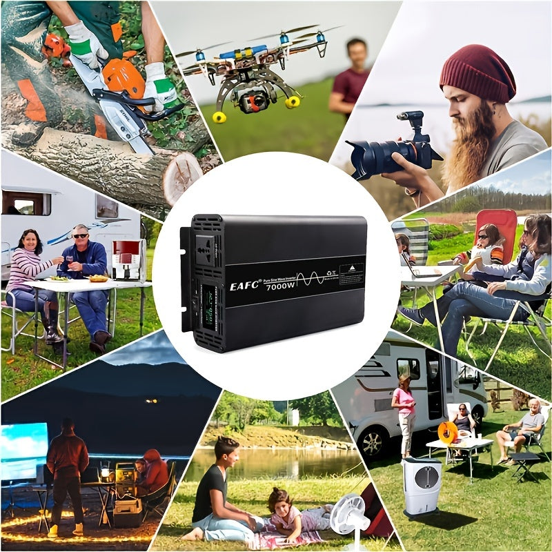 7000W 5000W 4000W Car Power Inverter Converter Pure Sine Wave Inverter Power DC 12V To AC 110V 50HZ Power Bank Converter With LCD Display