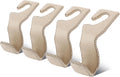 EldHus Seat Hooks for Purses and Bags, 4 Pack Car Purse Holder for Grocery Bag Handbag Clothes, Metal Headrest Hooks Covered by Leather, Beige