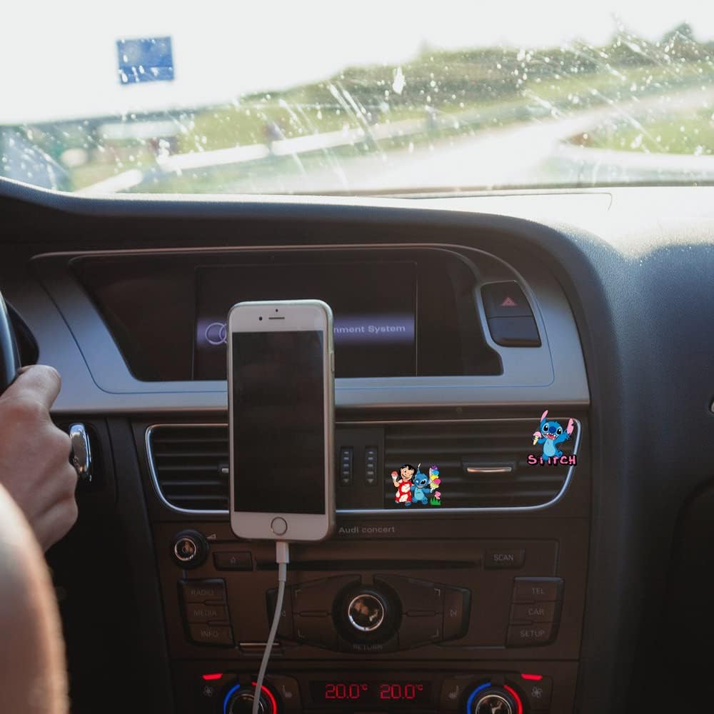 ZOSTLAND Cute Cartoon Car Air Vent Clip Decoration,Car Air Fresheners, Funny Car Vent Clip,Personalized Automotive Interior Decoration Accessories,Car Decor Gift for women,men (4pcs Stitch Ice Cream)