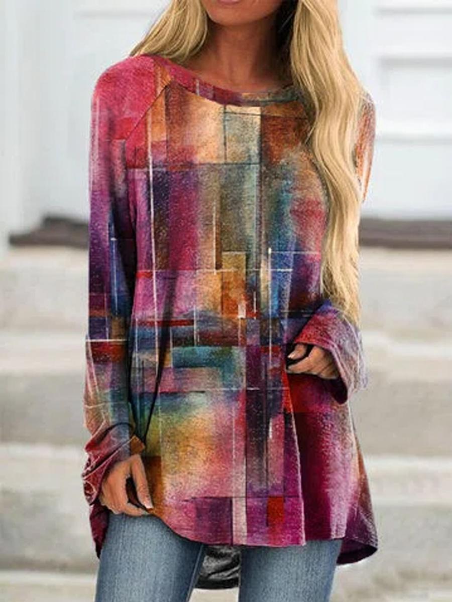 Ladies Round Neck Casual Long Sleeve T-shirt