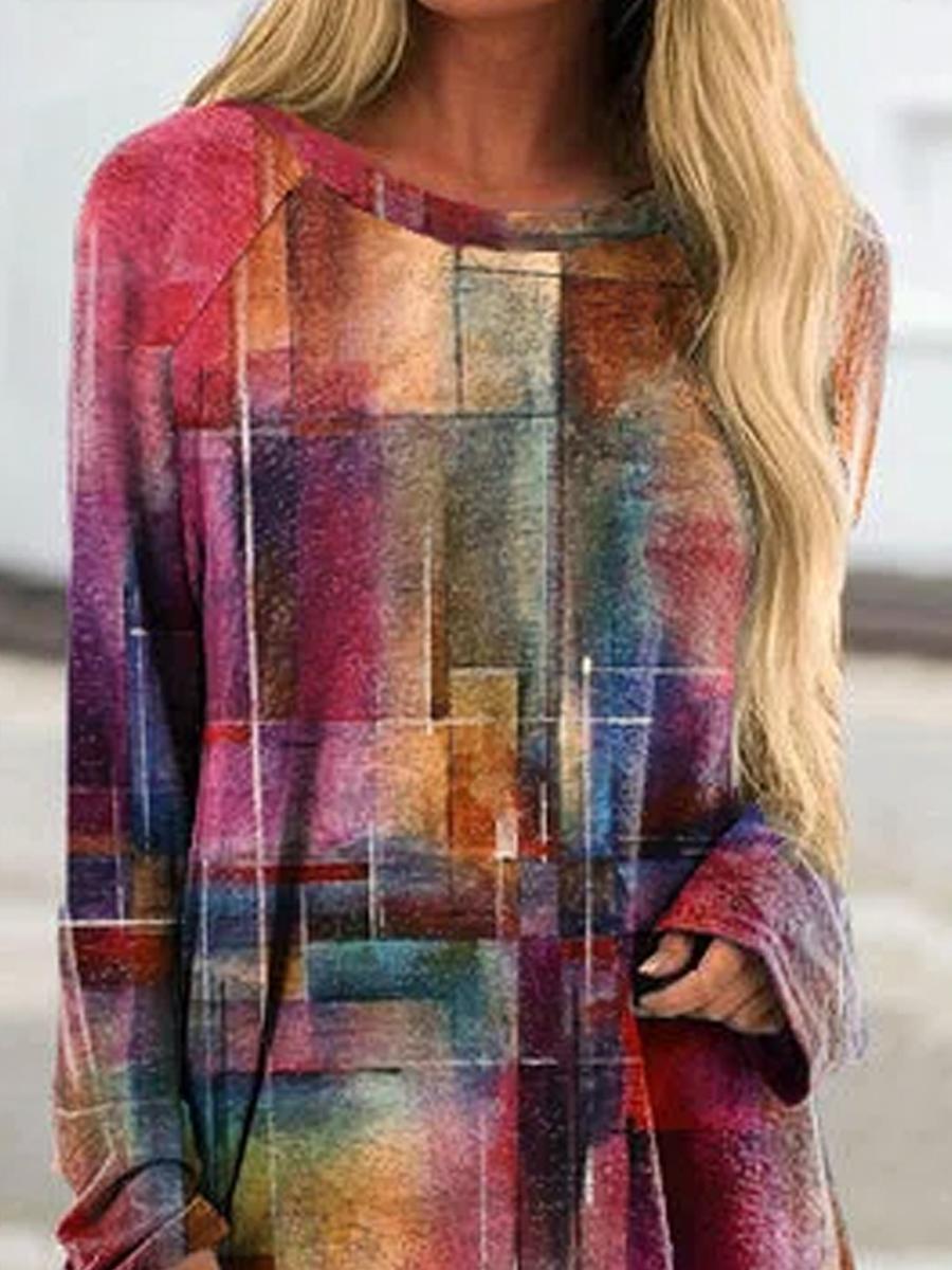Ladies Round Neck Casual Long Sleeve T-shirt
