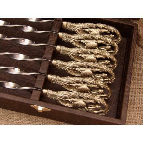 6Pcs  Steel Metal Barbeque Skewer Needle BBQ Kebab Stick luxury + Case