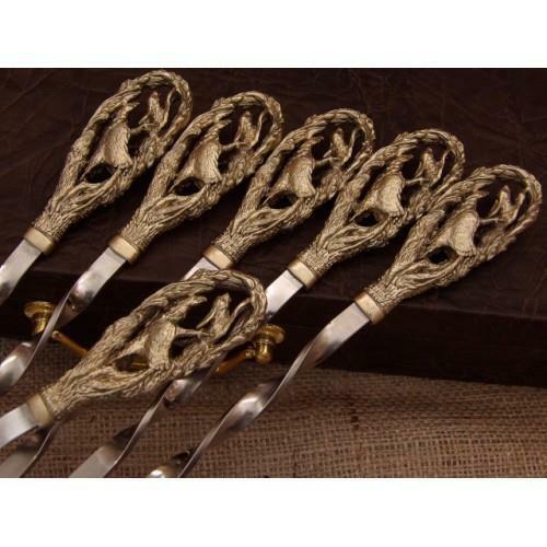 6Pcs  Steel Metal Barbeque Skewer Needle BBQ Kebab Stick luxury + Case
