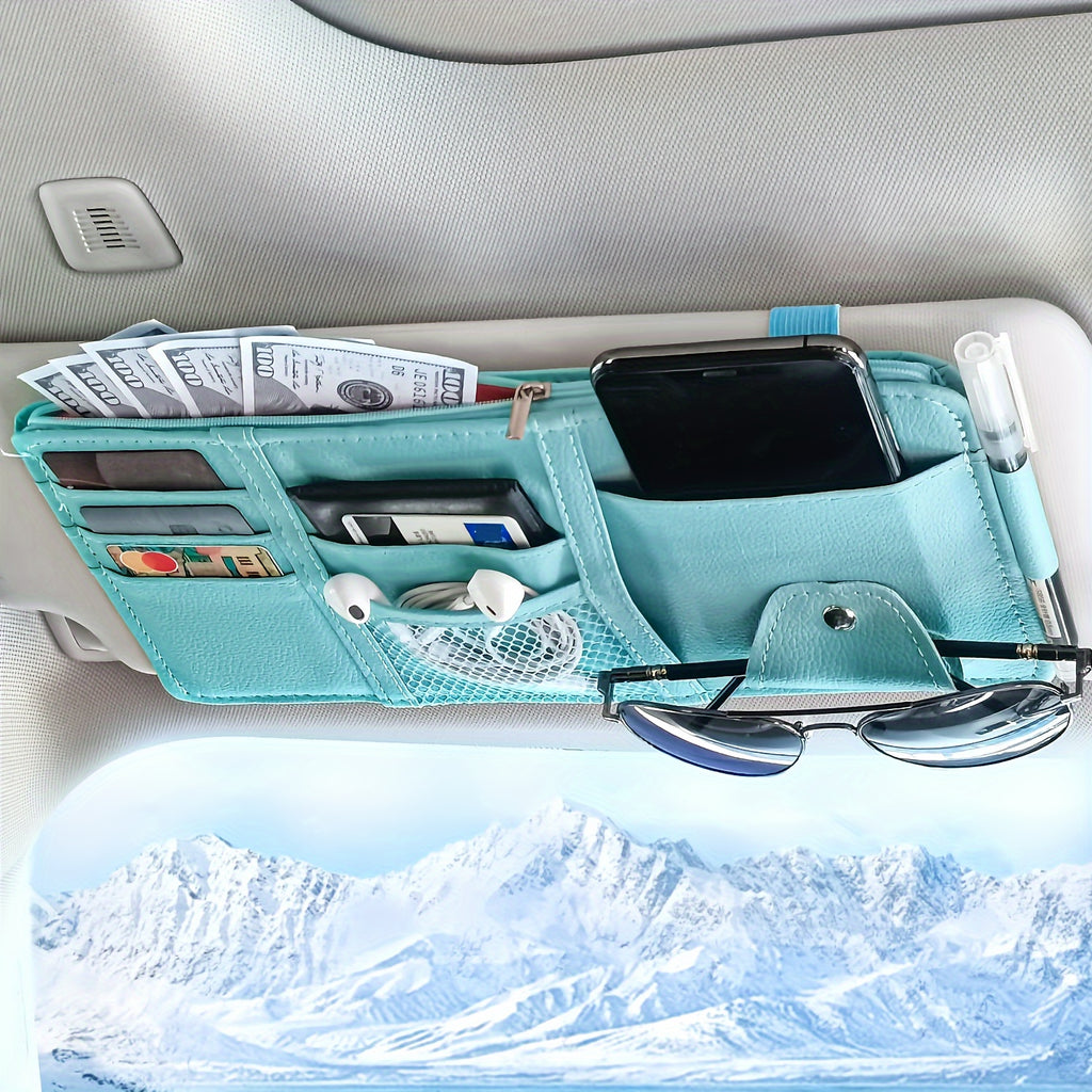 Car Sun Visor Organizer, Car Glasses Clip StoraPocket Sunglasses Holder With Zipper Pocket For Car, Truck, SUV Auto Interior Accessories