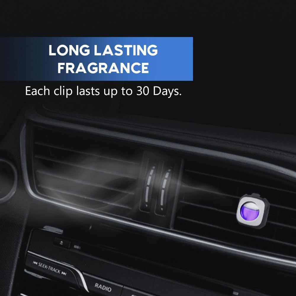 Air Jungles Lavender Zen Scent Car Air Freshener Clip, 6 Freshener Vent Clips, 4ml Each, Long Lasting, Up to 180 Days Car Refresher Odor Eliminator