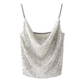 shiny sequin cropped tank top