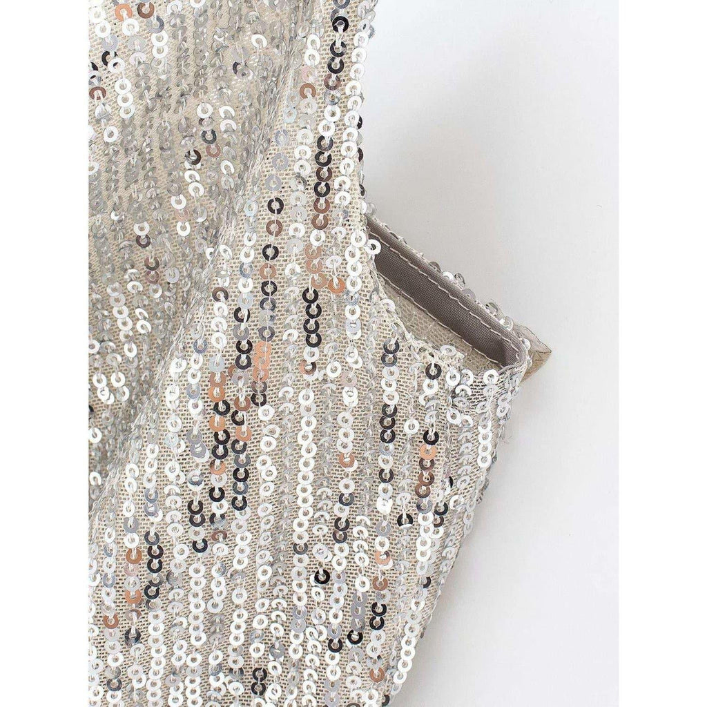 shiny sequin cropped tank top
