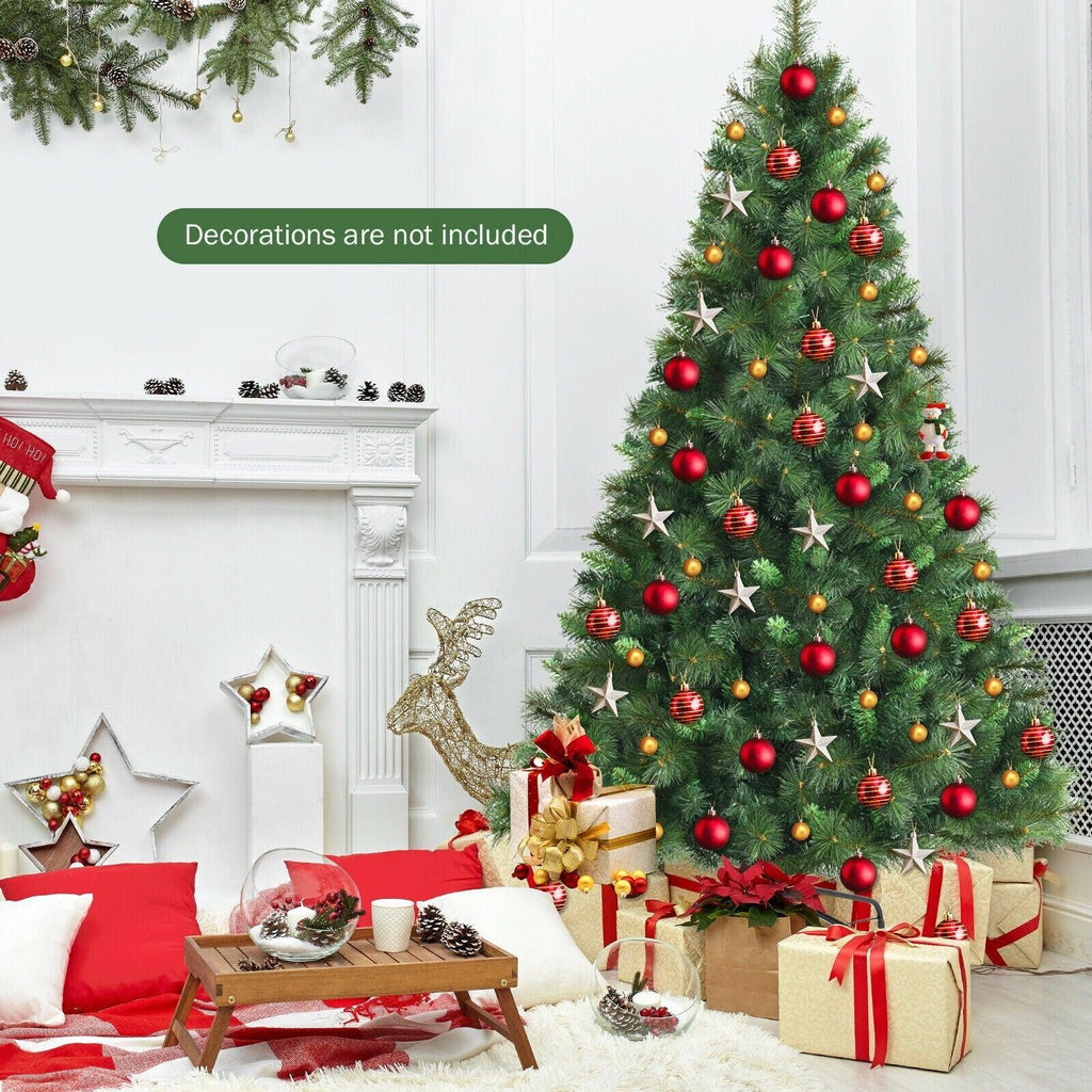 6ft Unlit Hinged PVC Artificial Christmas Tree w/ 649 Tips &amp; Metal Stand