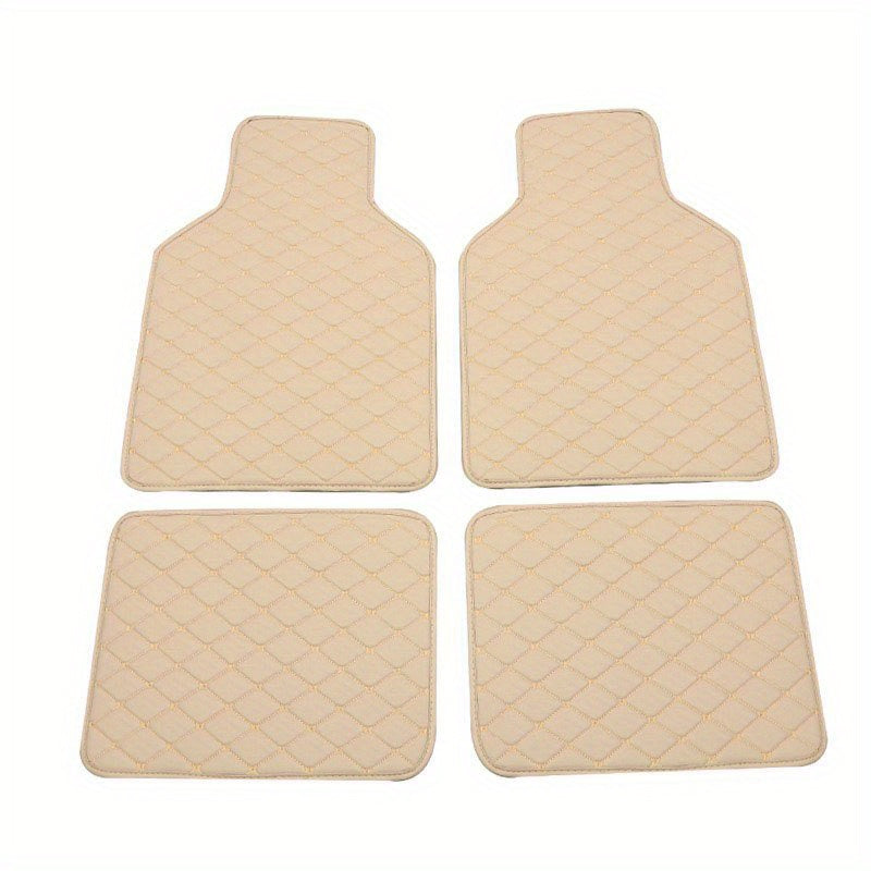 Upgrade Your Car With 4pcs Universal Waterproof Leather Car Floor Mats - Front &amp; Rear Full Set!