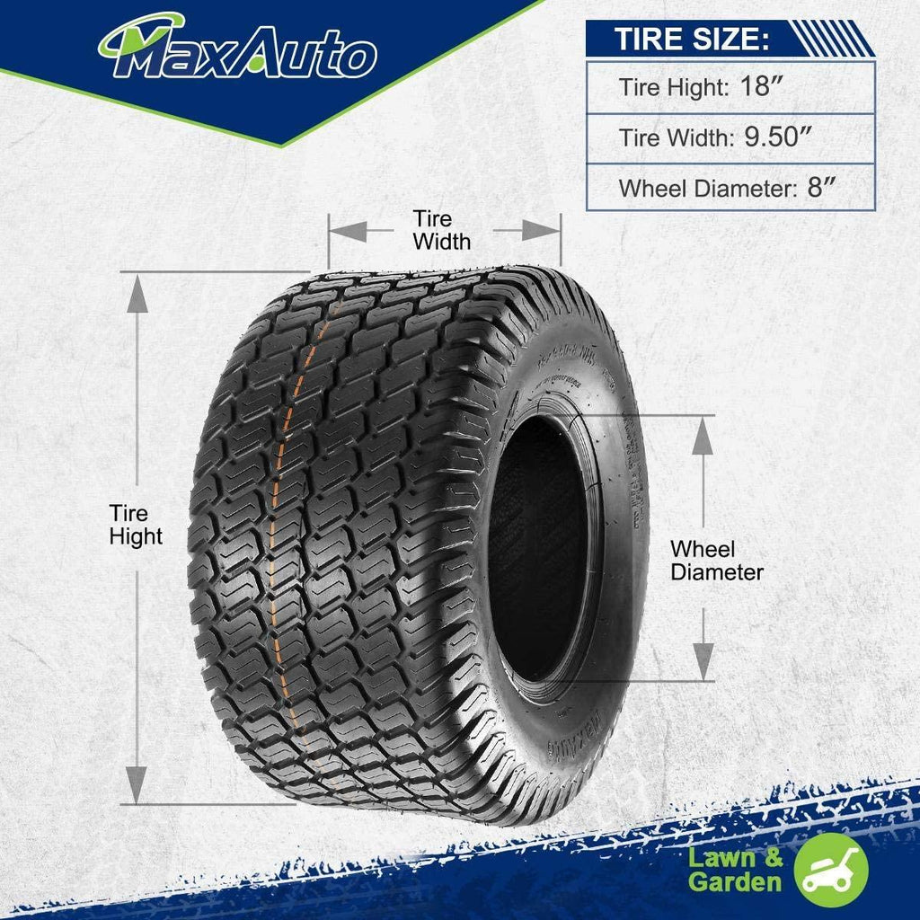MaxAuto Set of 2 18x9.50-8 18/9.50-8 Lawn & Garden Mower Tractor Turf Tires 4PR
