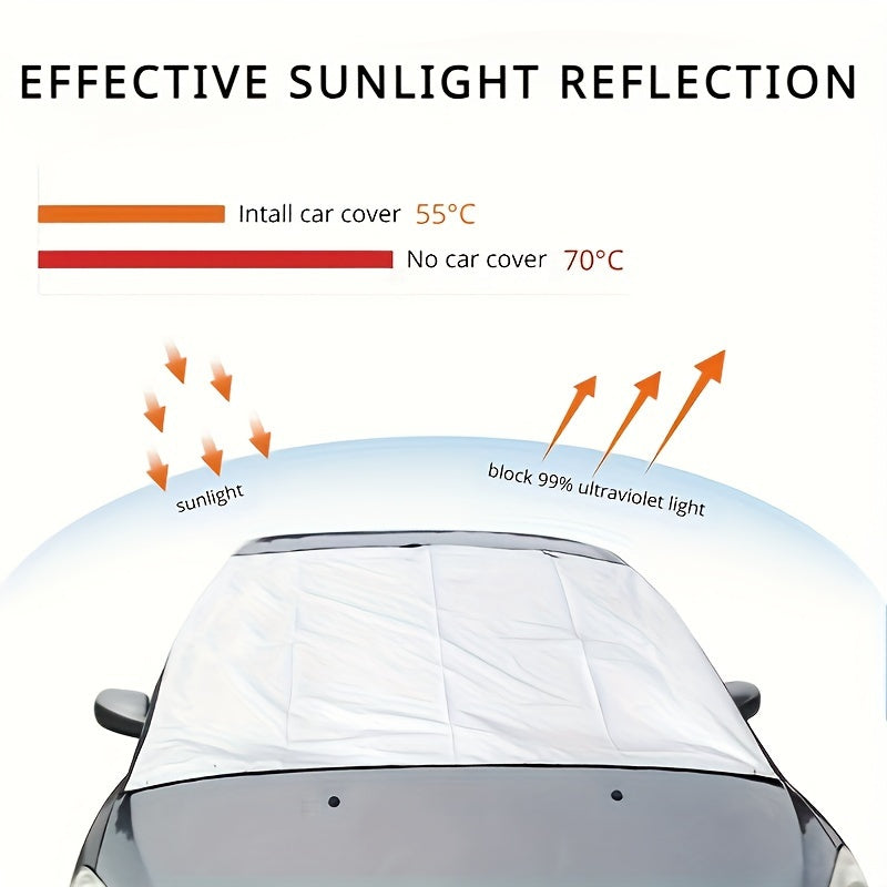 1pc Keep Your Car Protected From Snow And Sun With Our Foldable Windshield Cover!