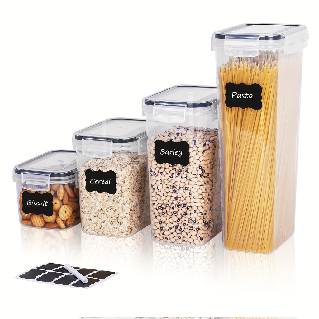9Pcs Airtight Food StoraContainers With Lids,BPA Free,Plastic Kitchen And Pantry Canisters For Cereal,Dry Food,Flour And Sugar,Dishwasher Safe